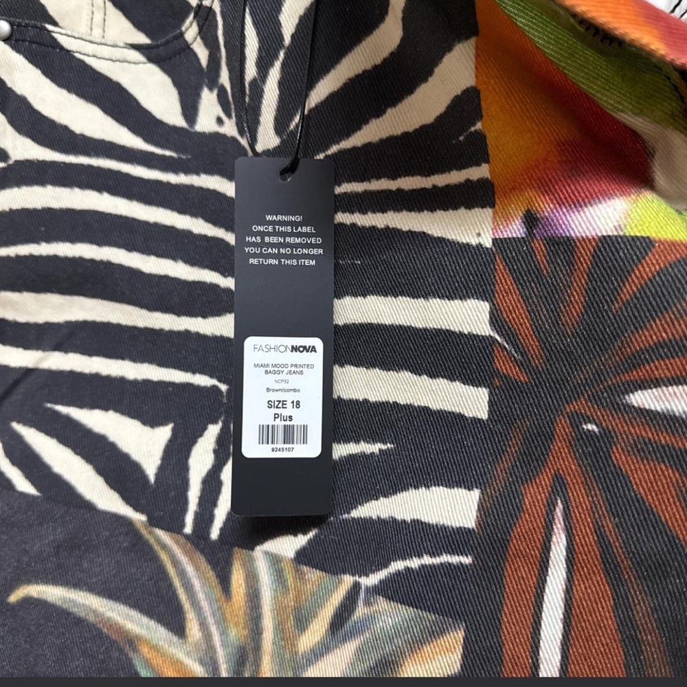 Eclectic Patchwork Printed Jeans with Pineapple &… - image 3